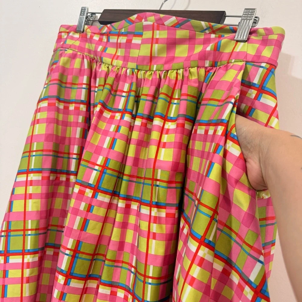 New York & Company 7th Avenue Design Studio Retro Cotton Plaid Skirt Size 14